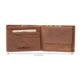 Greenburry Leather Wallet with Skull Motif, Biker Wallet with Skull Motif, brown, Vintage