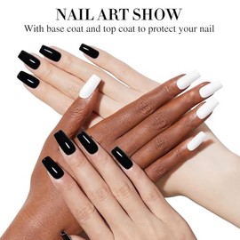Double Rhythm- Juego de 2 esmaltes de uñas en gel UV de 15 ml, color blanco puro y negro, para salón de manicura DIY (A101)                           