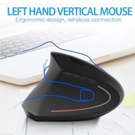 Left Handed Mouse, Wireless 2.4 GHz USB Lefty Left Hand Ergonomic Vertical Mouse, Less Noise Mice with USB Receiver, 6 Buttons 3 Adjustable DPI 800/1200/1600 for Laptop Computer PC Desktop Mac(black)