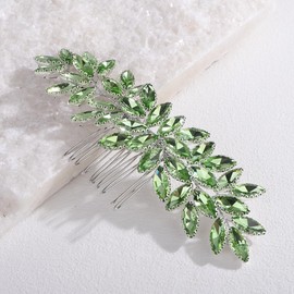 Rumtock Mint Green Rhinestones Side Headpiece for Women Wedding Bridal Hair Comb Jewelry (Mint Green)