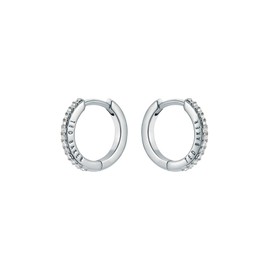Ted Baker Heplie Crystal Hoop Earrings (14mm outside diameter) For Women (Silver)