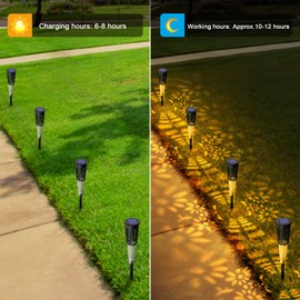 4PCS Solar Powered Operated Outdoor Lawn Lamp Hollow-out Design Sensitive Light Control/ IP55 Water Resistance/ Built-in 600mAh Rechargeable Cell for Patio Yard Garden Wedding Decoration