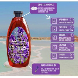 Dead Sea Collection Bubble Bath with Lavender for Women and Men - Lavender Oil and Pure Dead Sea Minerals - Nourishing and Moisturizing Skin - Pack of 2 (67.6 fl.oz)