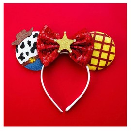 Atvscay Buzz Light Year Mouse Ears headband Classic Sequin Ears For Toy Story Inspired Party Girls Costume Hair Accessories (Cowboy star)
