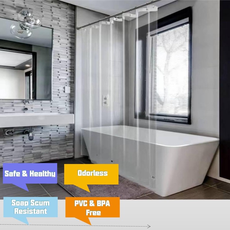 Arayarser 74 Inch Shower Curtain Liner with Magnets & Side