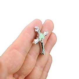 Bohemian Findings Celtic Cross Charm with Rhinestones and Enamel Shamrock Antique Silver Tone - SC5806