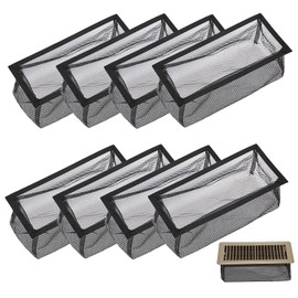 Sumnacon Floor Register Cover Trap 8 Pack Register Vent Traps for Home Floor, 4 x 10 Inch Floor Vent Screen Net Mesh Floor Register Cover for Catching Dust Debris Hair Food, Black