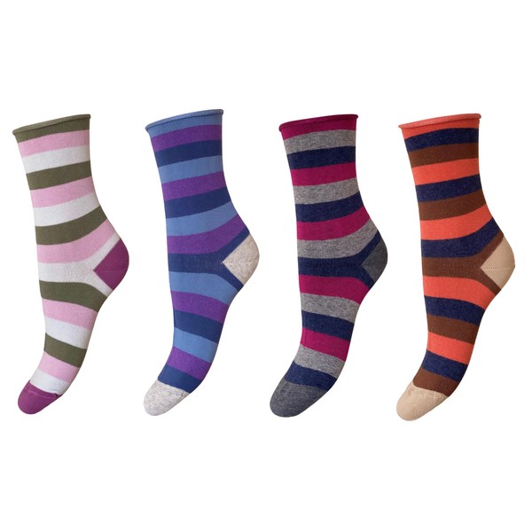Set of 4 Pairs of Women's Mid-Calf Socks, Soft and