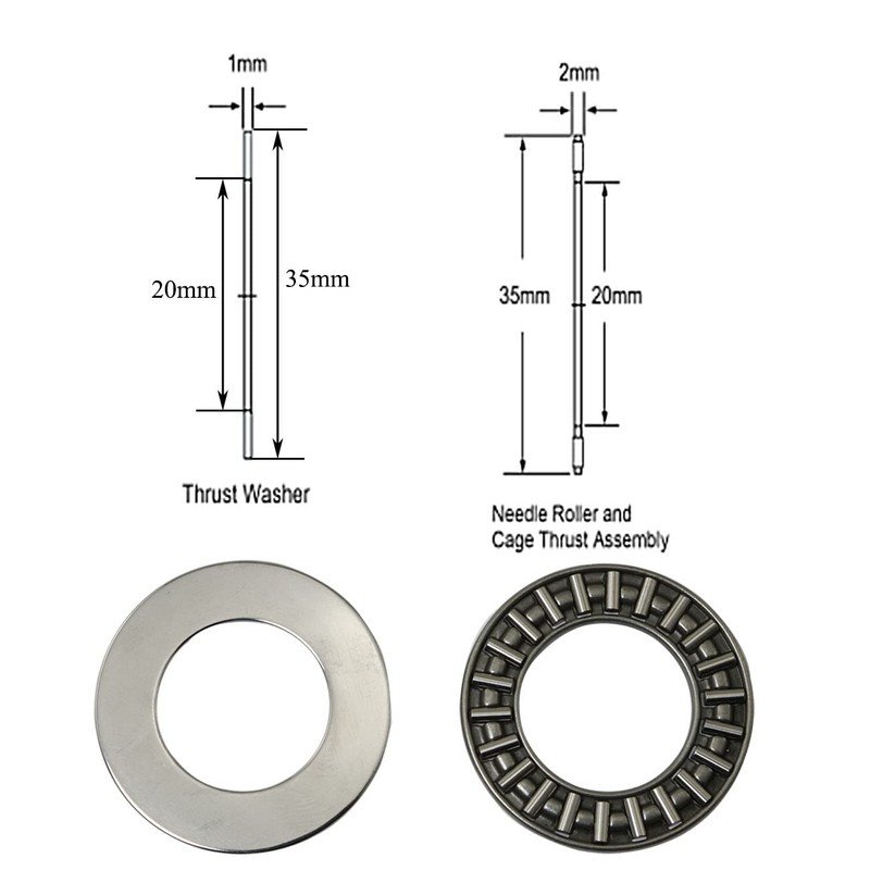 PZRT 2 Sets AXK2035 Thrust Needle Roller Bearings with Washers