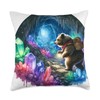 Bear Exploring A Cave With Shining Crystals. Backpack Throw Pillow