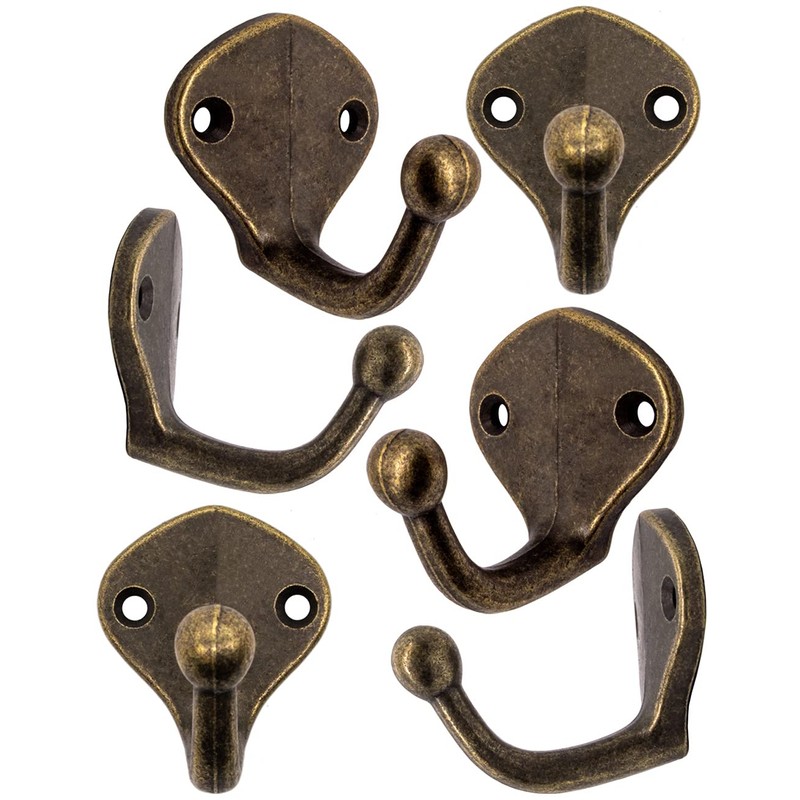 Fuxxer® 6 x Antique Coat Hooks, Towel Hooks, Iron Hooks,