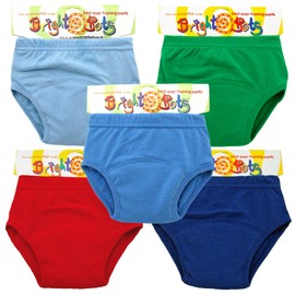 Bright Bots Potty Training Pants with Absorbent and Water Resistant Layer. Bright Pull On Washable Cotton Pants for Toddlers 5 Pack Multicolor