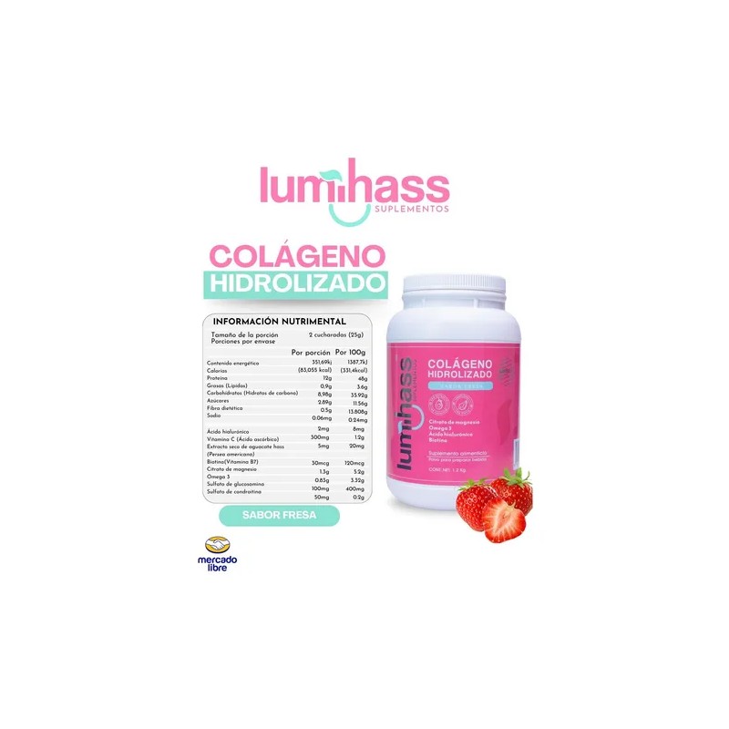 Colágeno Lumihass 3 Botes Sabor Fresa Y Naranja | Omega