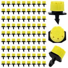 VooGenzek 90 PCS 1/4 Inch Adjustable Irrigation Dripper Sprinklers, Micro 8-Hole Emitter Drippers for Irrigation System, Anti-clogging Watering Sprinklers for Garden, Lawn, Greenhouse, Yellow