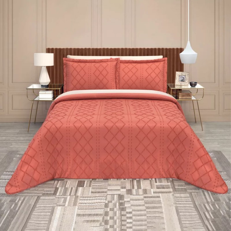 Elefantito Hogar Edredon King Size Con Fundas Premium Cerdeña Terracota