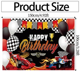 BLMHTWO Race Car Birthday Backdrop Banner, Race Car Birthday Party Supplies, Car Themed Banner Decoration for Boys (150 * 100cm/59.05 * 39.37inch)