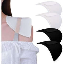 2 Pairs Foam Sponge Shoulder Pads Clothing Covered Set-in Shoulder Enhancer Pads Shoulder Protectors (Black+White, One size)