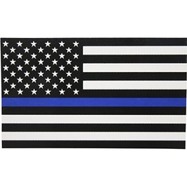 Thin Blue Line Flag Decal - 3x5 in. Black White and Blue American Flag Sticker for Cars and Trucks - in Support of Police and Law Enforcement Officers (1)