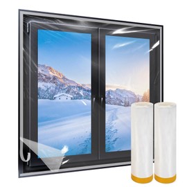 Augblinds 2 Pack Window Insulation Kit, Plastic Window Covering 62 Inch Wide × 393 Inch Length with Double-Sided Tape, Insulator Seal Kit for 20-3'x5' Windows Winterizing for Winter, 2 Roll Clear