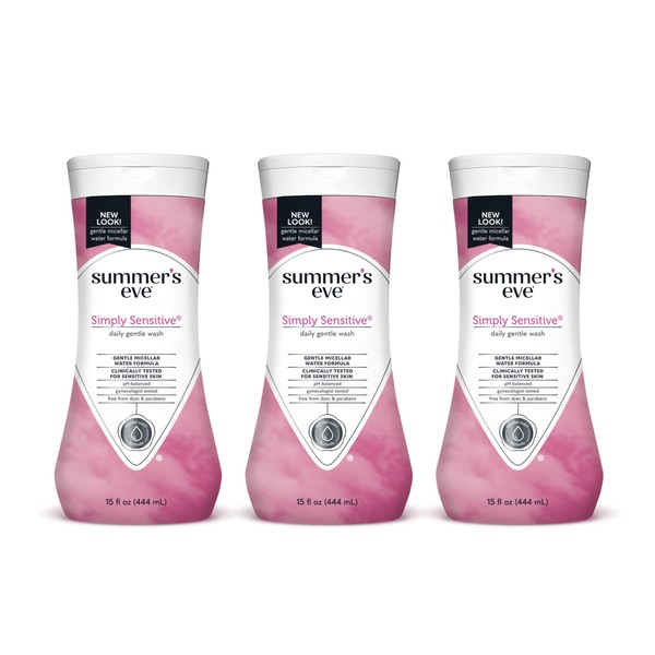 Summer's Eve Cleansing Wash, Simply Sensitive, 15 oz, 3 Pack