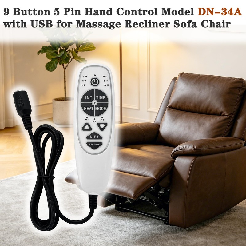 9 Button 5 Pin Female Massage Remote Model DN-34A Replacement