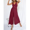 ANRABESS Women's Summer Wide Leg Linen Jumpsuits Dressy V Neck