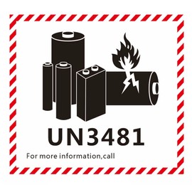 Lithium Battery Labels 3.94” x3.94”UN 3481 Warning Labels Pack of 200 Adhesive Stickers