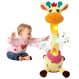 MIAODAM Dancing Giraffe Singing 10 Children's Song, Stuffed Baby Toy Repeats What You Say, Colorful Glowing Giraffe Plush Interactive Toys
