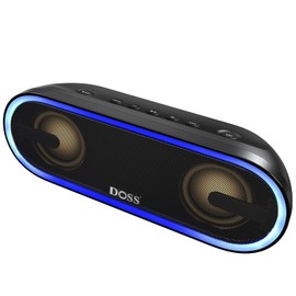 DOSS SoundBox Pro+ P300 Bluetooth Speaker with 40W Stereo Sound, Extra Bass, IPX6 Waterproof, TWS Pairing, Diverse Lights Show, 20H Playtime, Portable for Party, Camping, Beach