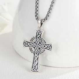 ZIPPICE Keltisches Kreuz Anhänger Silber 925 Keltischer Knoten Kette ViKing Kreuz Halskette Kreuz Schmuck Geschenke für Herren Damen