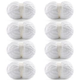8 Pack Chunky Yarn for Crocheting, Blanket Thick Chenille Yarn for Hand Knitting, Soft Yarn Chunky Yarn for Crochet 28 Yds 7.7 Oz Each Skein (Pure White)