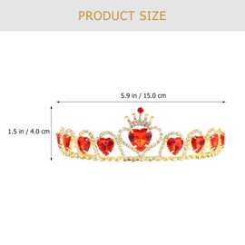 Beaupretty Queen Tiaras and Crown for Women Red Heart Rhinestone Bridal Crown Crystal Princess Headband for Wedding