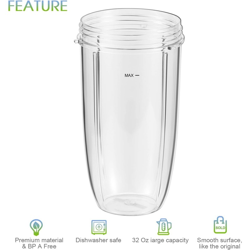 2 Pack Blender Replacement Cups for Nutribullet Blender, 32oz Cups