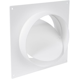 HVAC OV 6" Inch Plastic Straight or Flexible Pipe Flange with Shutter for Extraction Fans, Wall Plate, Heating and Cooling Duct Connection. Bacdraft Damper. Round Duct Connector Flange