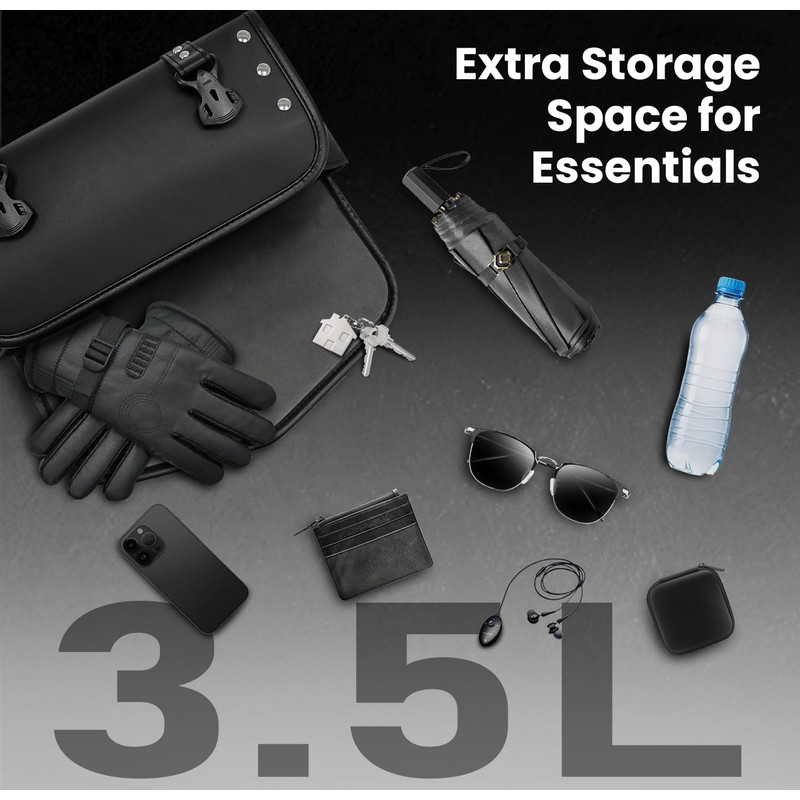 HmmtyRack Motorcycle Tool Bag,Universal Motorcycle Fork Bag,Waterproof PU Leather Roll