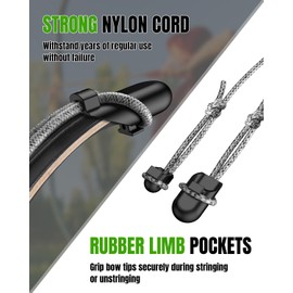 Pawfly Recurve Bow Stringer Tool, Archery Bow Stringer Tool with Bowstring Finger Guard, Heavy-Duty Nylon String Tool for Recurve Bows, Longbows & Traditional Bows, Archery Accessories