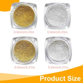 EYVRPAU 4Pcs 3D Mini Nagel Kaviar,Mikroperlen Nailart Micro Kaviar Perlen Nagelkaviar Nagel Art Dekor,Nailart Perlen Micro Kaviar Mini Kaviar Strasssteine Mikroperlen Dekor für Nägel (0.6+0.8mm)