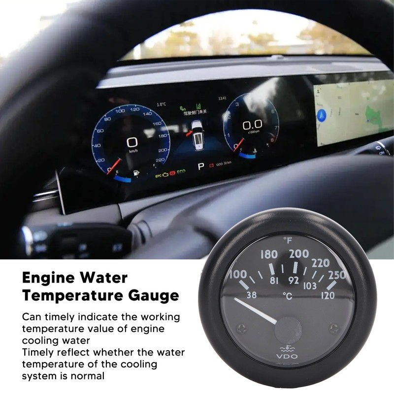 Engine Water Temperature Gauge 2in Wide Range High Accuracy Front