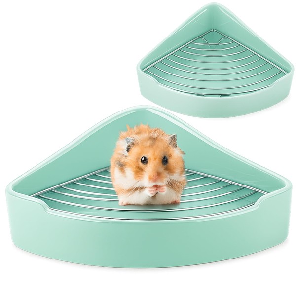 Eccliy Ceramic Corner Litter Box for Small Pets, Tip-Proof, Chew-Resistant,