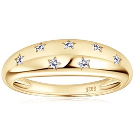 PROSTORY Moissanite Ring for Women D Color VVS1 Clarity 7 Star Ring 925 Sterling Silver Chunky Stackable Bands for Women or Men (Gold Size 7)