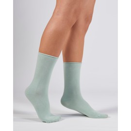alsestudio Womens Seamless Non-Elastic Super Soft Modal Rich Socks 3 Pairs Pack Silk Touch Ankle High Breathable 4-7 Socks for Women (Navy-Mint-Lilac)