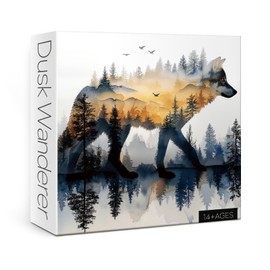 Art Wolf Animal Puzzles for Adults 1000 Pieces Nature, Magic Sunset Landscape Forest Aesthetic Wildlife Jigsaw Puzzles, Impossible Hard Challenging Puzzle