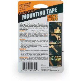 Gorilla Heavy Duty Double Sided Mounting Tape, 1" x 60", Black, (Pack of 7)
