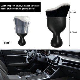 Ziciner Car Detailing Brush, Curved Soft Bristles Auto Removal Dust Collectors, Universal Vehicle Dashboard, Air Conditioner Vents etc Interior Cleaning Tool Accessories (Black/White)