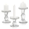 Glass Candle Holders, 3 Pieces Crystal Clear Candlesticks with Elegant