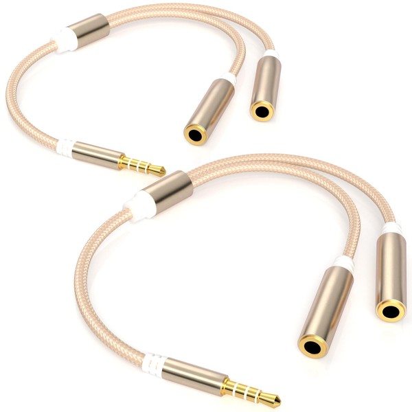 3.5mm TRRS Splitter for 2 Headphones (1FT 2-Pack), Audio &