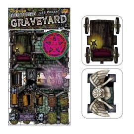 Graveyard - 48pc Double-Sided Graveyard & Terrain Pieces for Starters & Masters Alike - Roleplaying Objects for Dungeons & Dragons - Immersive Map Accessories for DND 5E, Pathfinder & Warhammer RPGs
