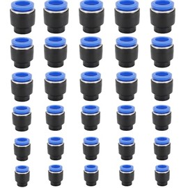 30 Pcs Push to Connect Fittings, Cap Style Pneumatic Blanking Plugs, Push-to-Connect Fitting cap, Fittings for 1/8 5/32 1/4 5/16 3/8 1/2 Tube