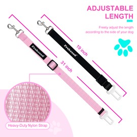 2 PCS Dog Seat Belt for Car Frskcssd Adjustable Dog Car Harness Heavy Duty Nylon Dogs Safety Seat Belt (Black+Pink)