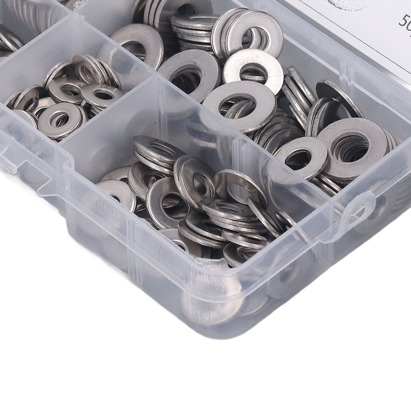 250PCS Flat Washer Kit Stainless Steel 5 Specifications Anti Corrosion